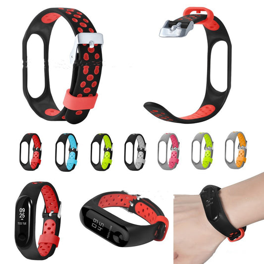 Two-color Round Hole Silicone Strap Round Hole Breathable Watch Band Wrist Strap Metal Buckle